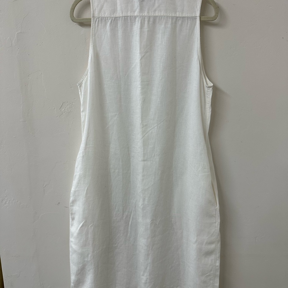 Ralph Lauren Sleeveless White Linen Button-Front Midi Dress - Picture 6 of 8
